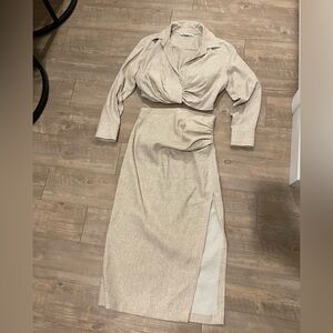 Zara matching set mid skirt long sleeve top size M